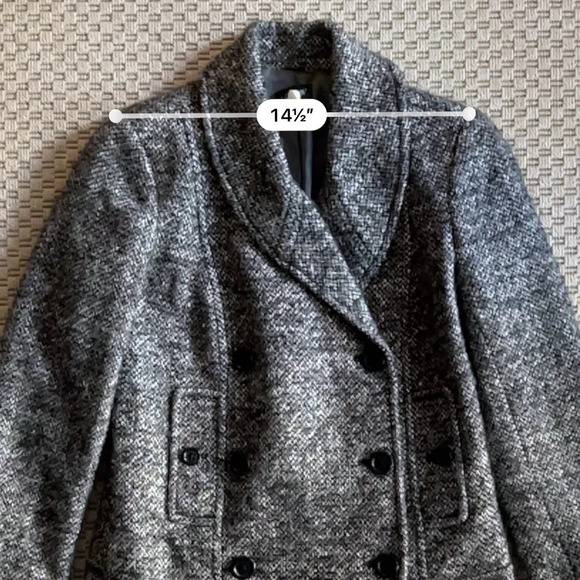 JCrew Tweed Town Double Breasted Peacoat Jacket Wool Blend - Grey - Size 0 - Picture 8 of 10
